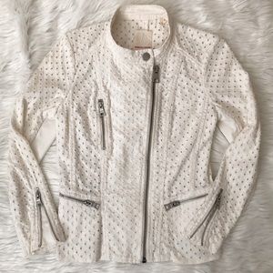 Rebecca Taylor White Eyelet Moto Jacket